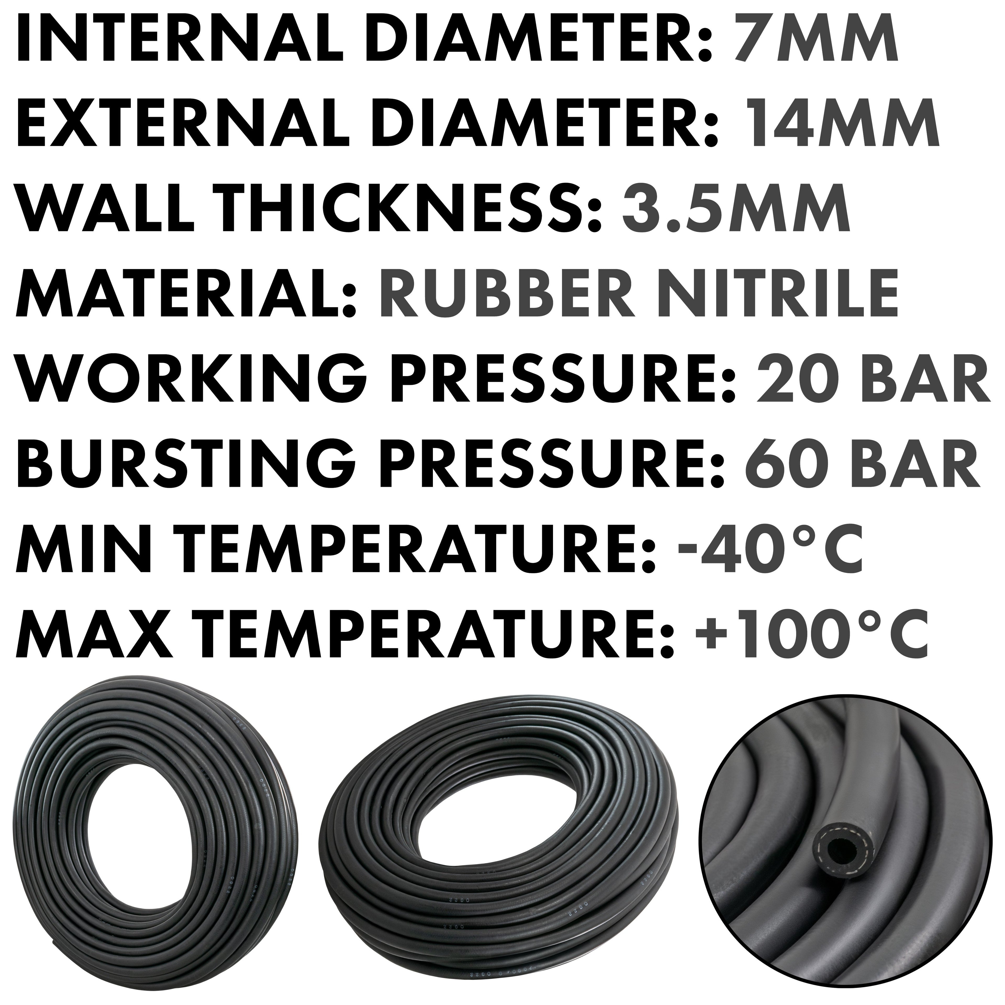 7mm Braided Rubber Fuel Hose, SAE J30 R6